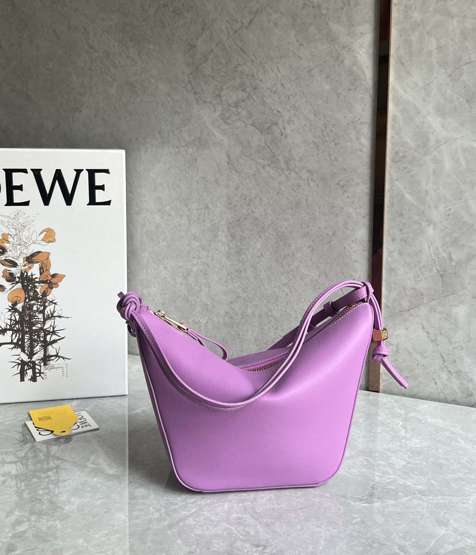 Loewe Mini Hammock Hobo Bag in Classic Calfskin Purple